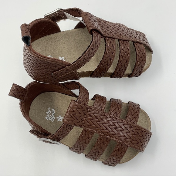 Osh Kosh Baby B’Gosh NWOT Strappy Braided Sandal Faux Leather Brown Classic 2M - Picture 2 of 14